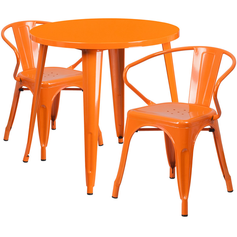 orange metal patio chairs