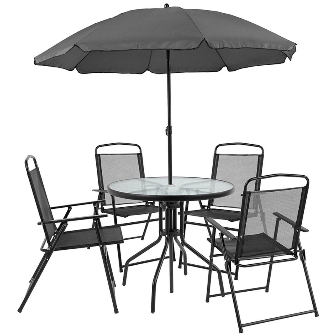 outdoor umbrella and chairs