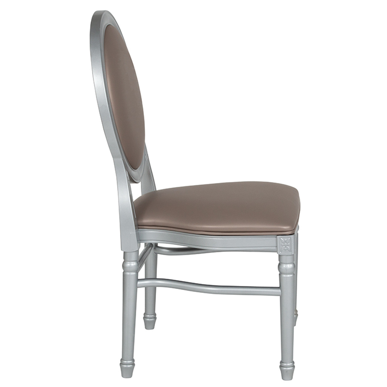 TYCOON Series 900 lb. Capacity King Louis Chair with Taupe Vinyl Back and  Seat and Silver