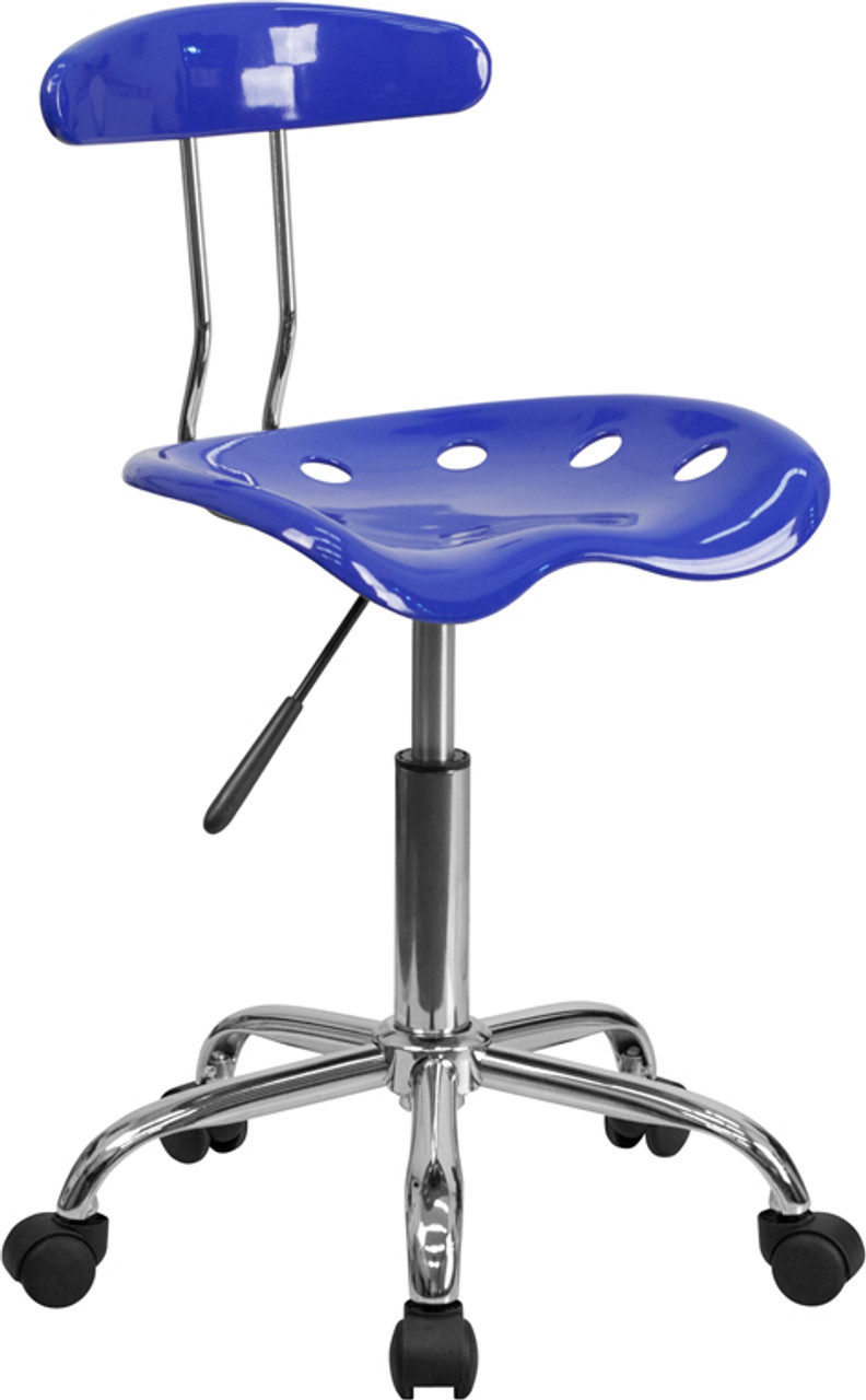 Vibrant Nautical Blue And Chrome Swivel Task Office Chair With