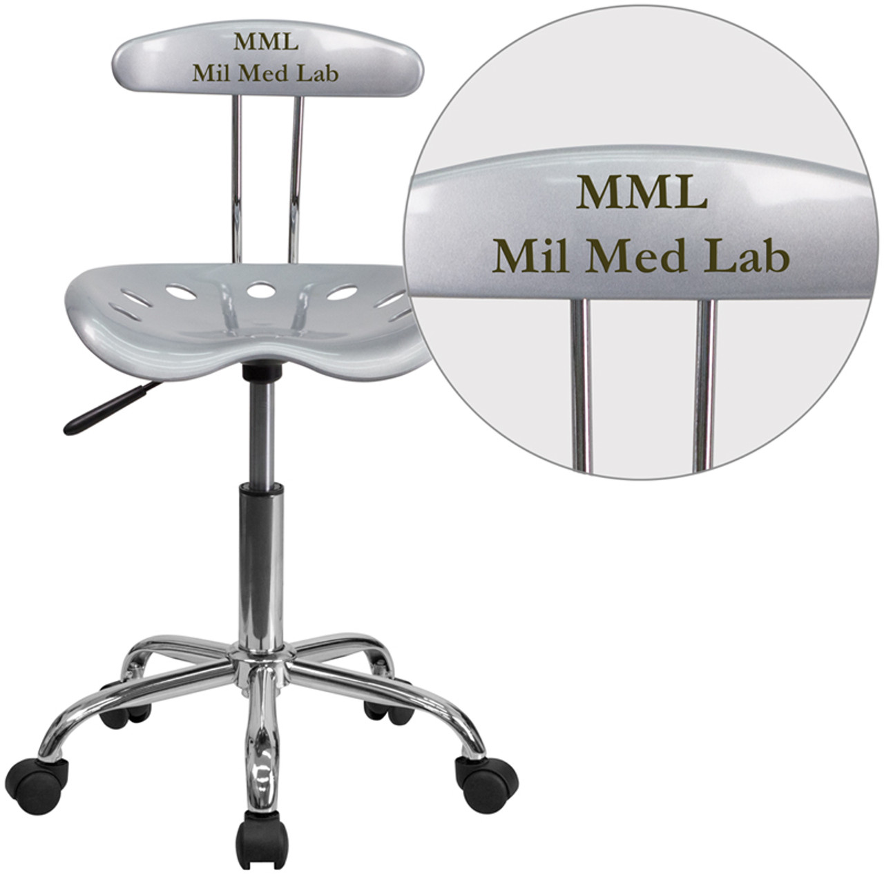 Personalized Vibrant Silver And Chrome Swivel Task Office Chair