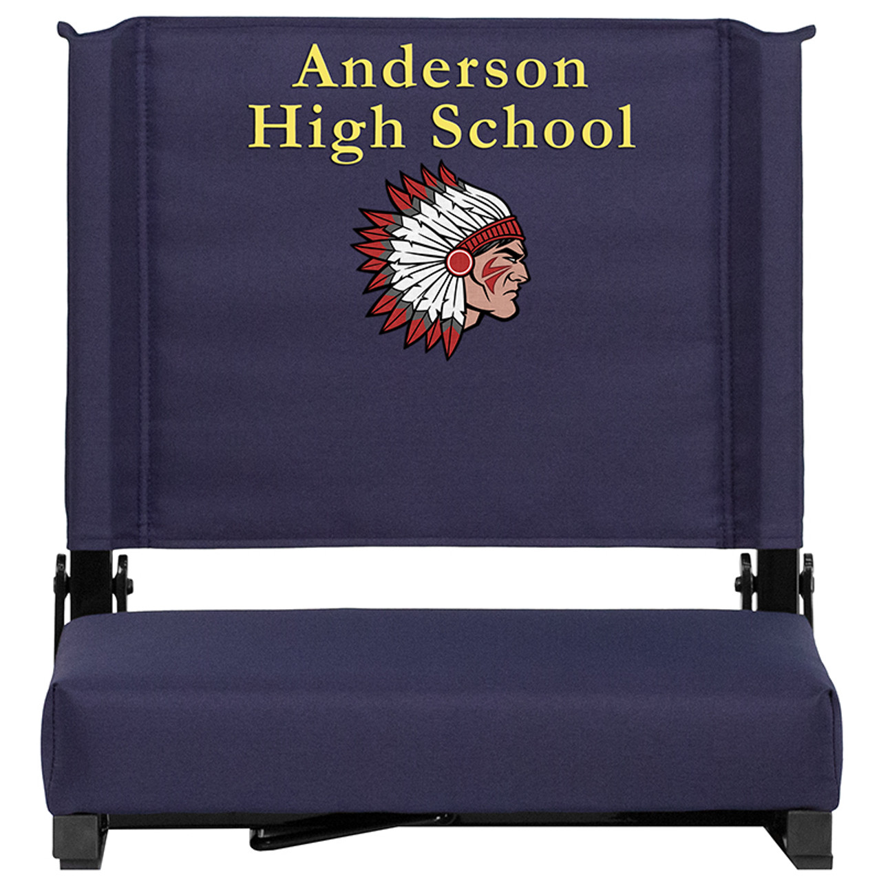 Embroidered Grandstand Comfort Seats By Flash With Ultra Padded Seat In Navy