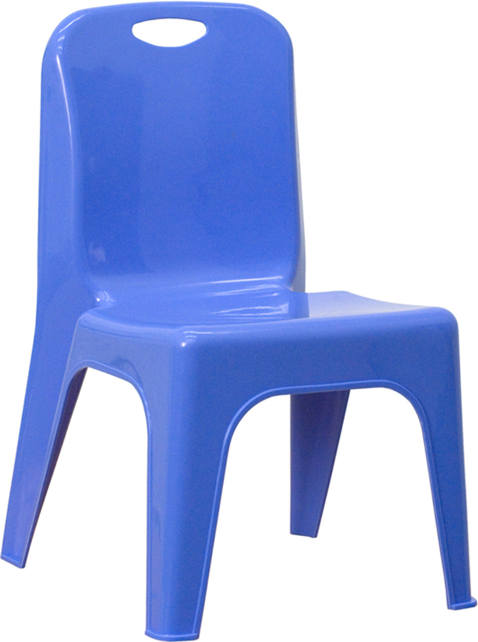 Blue Plastic Stackable School Chair with Carrying Handle and 11