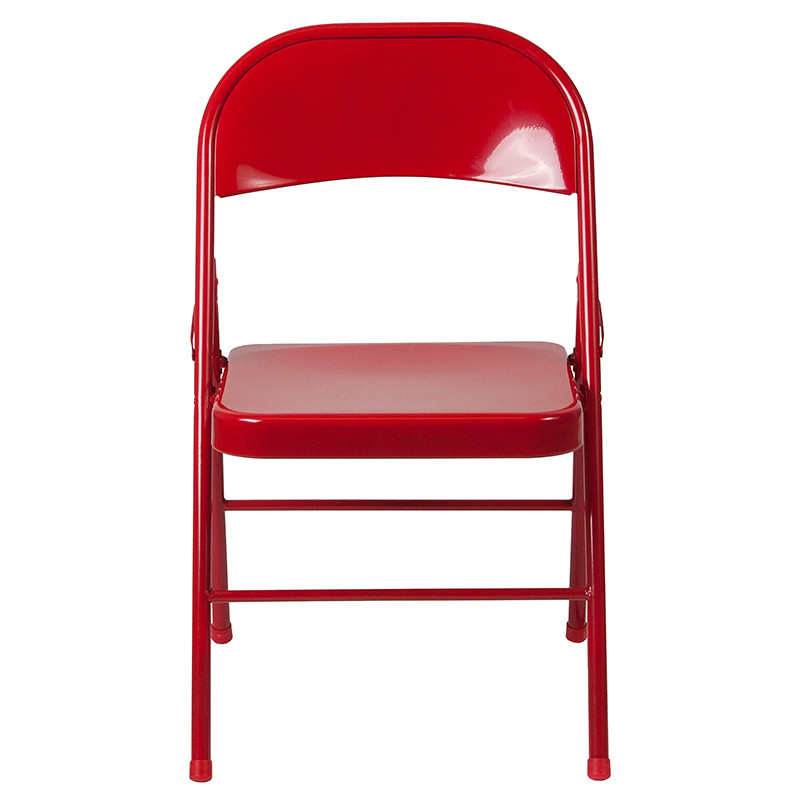 TYCOON Series Double Braced Red Metal Folding Chair