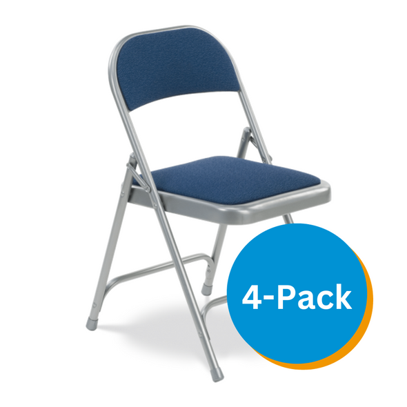 188 Series Steel Folding Chair, Upholstered Seat and Back, Sailer Sedona Fabric, Silver Mist Frame - Set of 4 Chairs