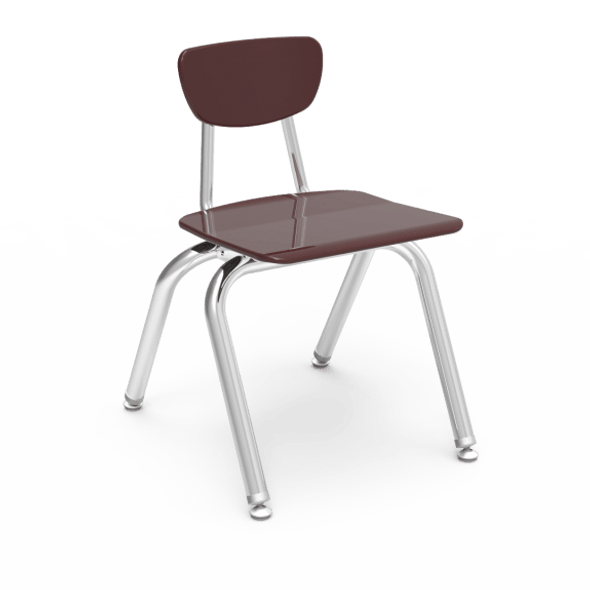 3000 Series 14" Classroom Chair, Wine Seat and Back, Chrome Frame, Kindergarten - 2nd Grade