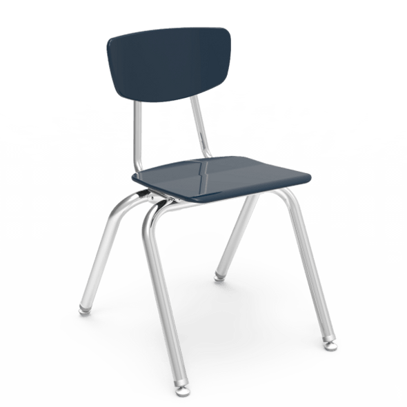 3000 Series 16" Classroom Chair, Navy Seat and Back, Chrome Frame, 3rd - 4th Grade