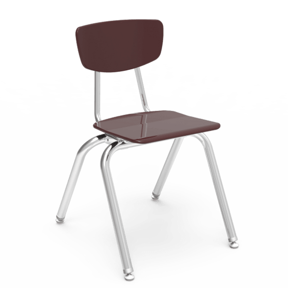 3000 Series 16" Classroom Chair, Wine Seat and Back, Chrome Frame, 3rd - 4th Grade