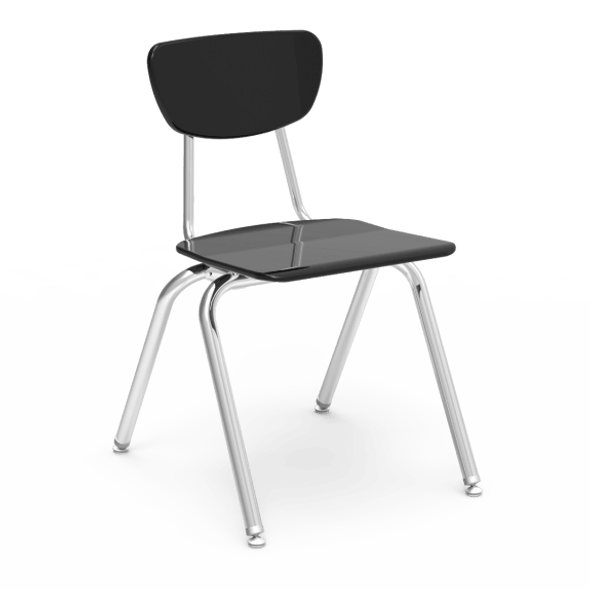 3000 Series 18" Classroom Chair, Black Seat and Back, Chrome Frame, 5th Grade - Adult