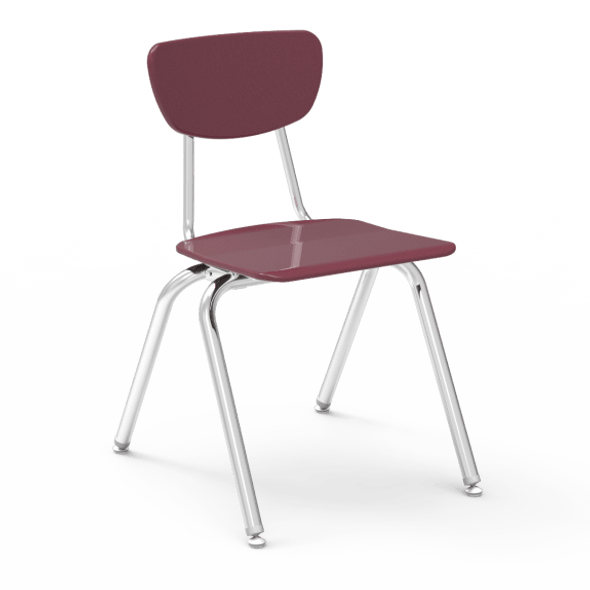 3000 Series 18" Classroom Chair, Wine Seat and Back, Chrome Frame, 5th Grade - Adult