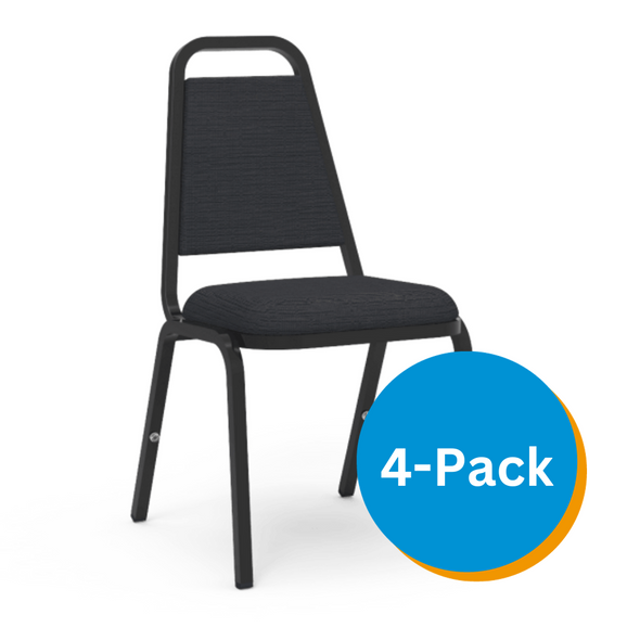 8900 Series Chair with Trapezoidal Back, Dome Seat, Linen Black Vinyl Seat and Back, Char Black Frame - Set of 4 Chairs