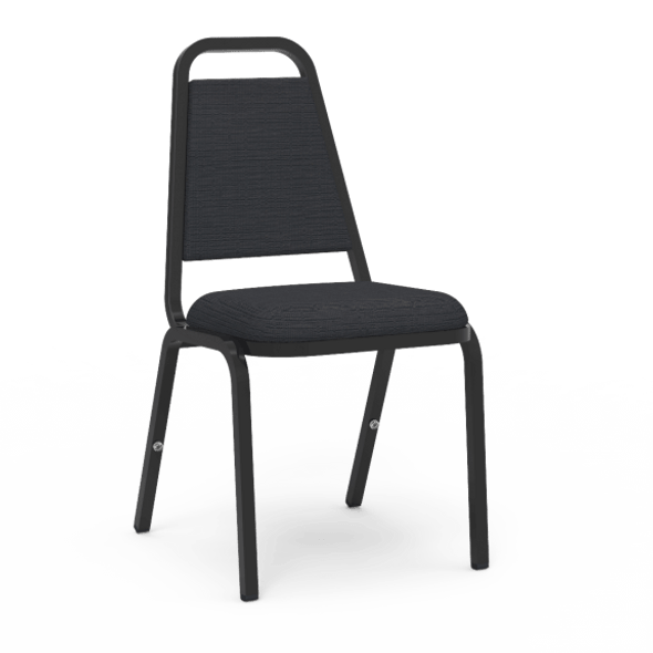 8900 Series Chair with Trapezoidal Back, Dome Seat, Linen Black Vinyl Seat and Back, Char Black Frame