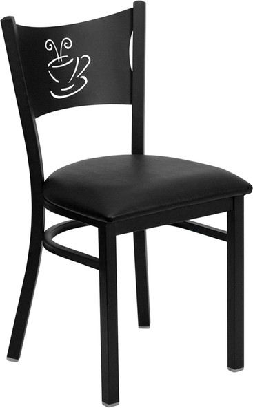 TYCOON Series Black Coffee Back Metal Restaurant Chair - Black Vinyl Seat