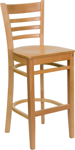 TYCOON Series Ladder Back Natural Wood Restaurant Barstool