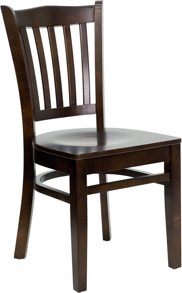 TYCOON Series Vertical Slat Back Walnut Wood Restaurant Chair