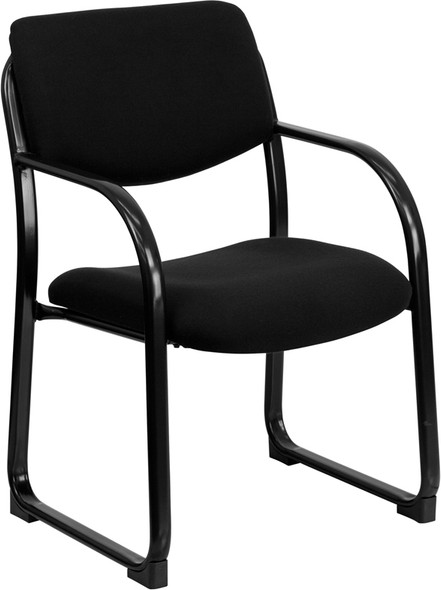 Black Fabric Executive Side Reception Chair with Sled Base