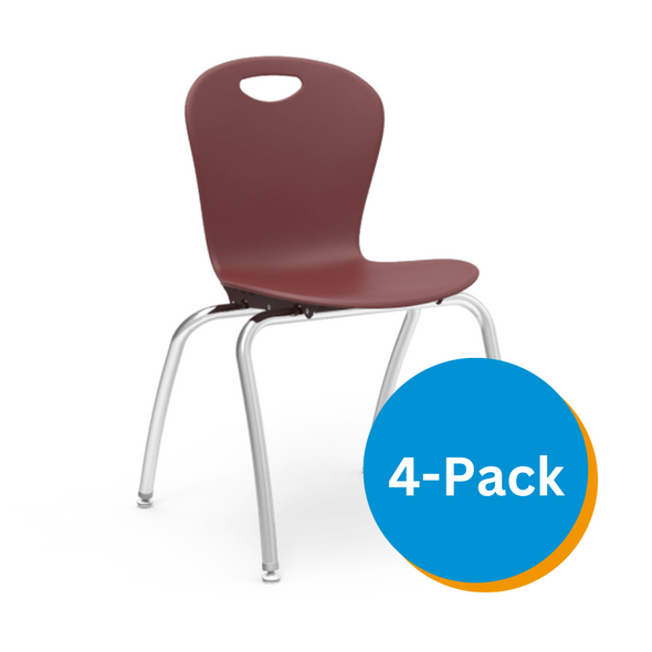 ZUMA Series 18" Classroom Chair with Civitas Frame, Wine Bucket, Chrome Frame - Set of 4 Chairs
