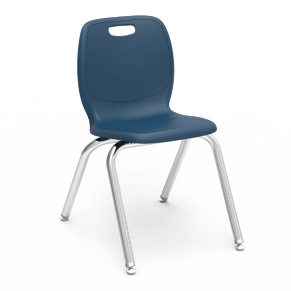 N2 Series 16" Classroom Chair, Navy Bucket, Chrome Frame, 3rd - 4th Grade