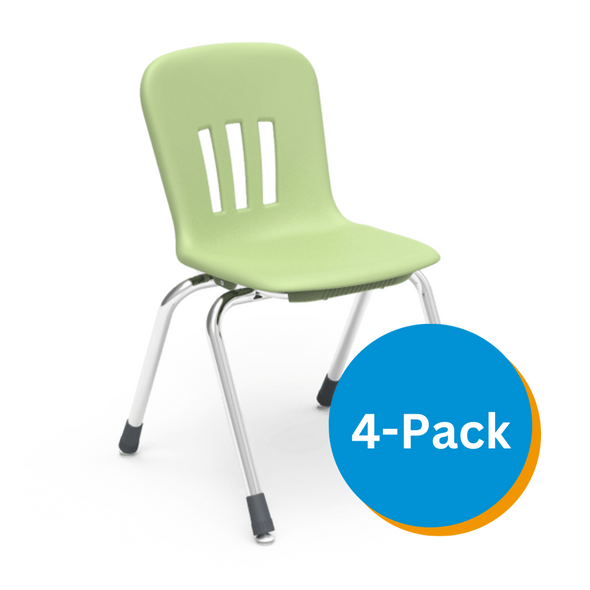 Metaphor Series 16" Classroom Chair, Green Apple Bucket, Chrome Frame, 3rd - 4th Grade - Set of 4 Chairs