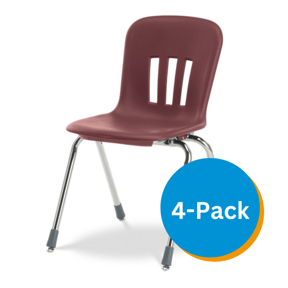 Metaphor Series 18" Classroom Chair, Wine Bucket, Chrome Frame, 5th Grade - Adult - Set of 4 Chairs