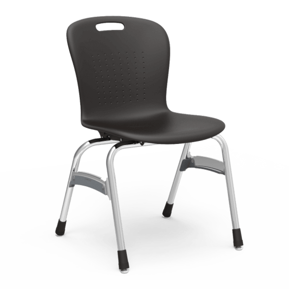 Sage Series 18" Classroom Chair, Black Bucket, Chrome Frame, 5th Grade - Adult