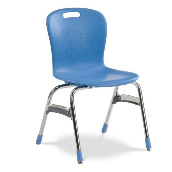 Sage Series 18" Classroom Chair, Sky Blue Bucket, Chrome Frame, 5th Grade - Adult