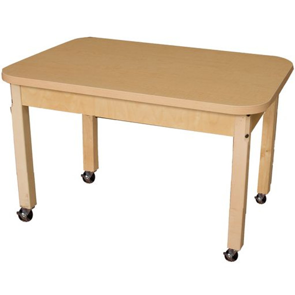 Mobile 24" x 36" Rectangle High Pressure Laminate Table with Hardwood Legs