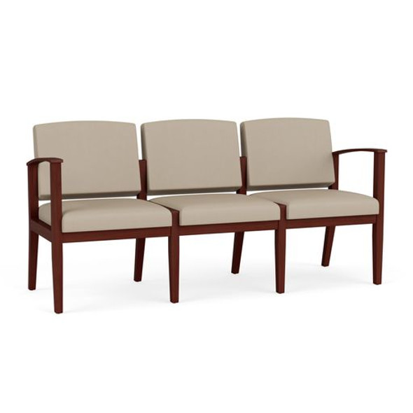 Amherst Wood Waiting Reception 3 Seat Tandem Seating Wood Frame No Center Arms
