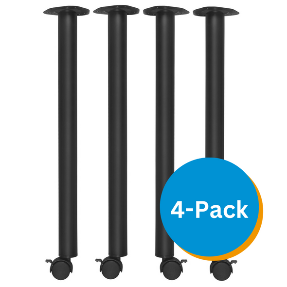 Kee Post Table Leg with Casters (Set of 4)- Black