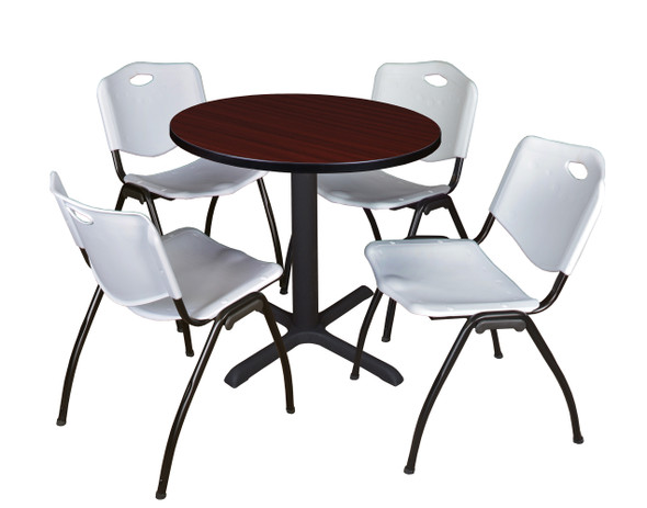 Cain 30" Round Breakroom Table With 4 'M' Stack Chairs