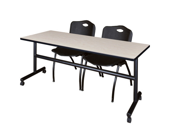 Kobe 72" Flip Top Mobile Training Table With 2 'M' Stack Chairs