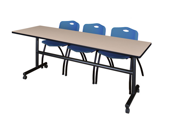 Kobe 84" Flip Top Mobile Training Table With 3 'M' Stack Chairs