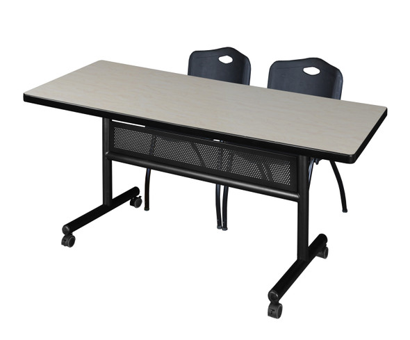 72" x 30" Flip Top Mobile Training Table with Modesty Panel With 2 "M" Stack Chairs