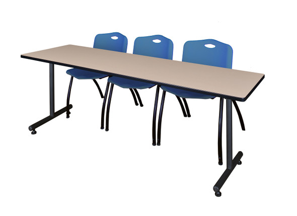 84" x 24" Kobe Training Table With 3 'M' Stack Chairs