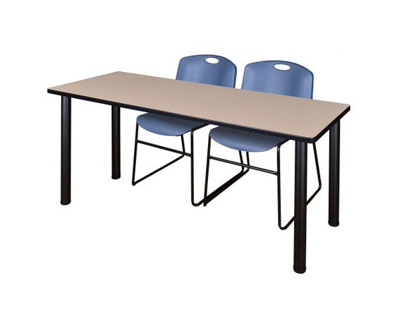 72" x 24" Kee Training Table With 2 Zeng Stack Chairs