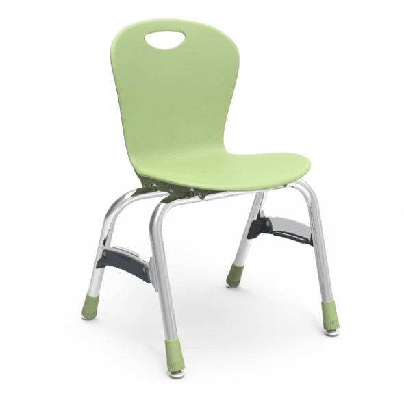 ZUMA Series 15" Classroom Chair, Green Apple Bucket, Chrome Frame, 1st - 4th Grade