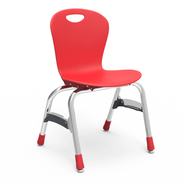 ZUMA Series 15" Classroom Chair, Red Bucket, Chrome Frame, 1st - 4th Grade