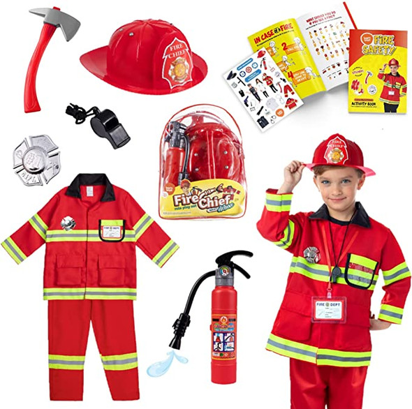 FIREMAN COSTUME WITH FIRE ACTIVITY BOOK