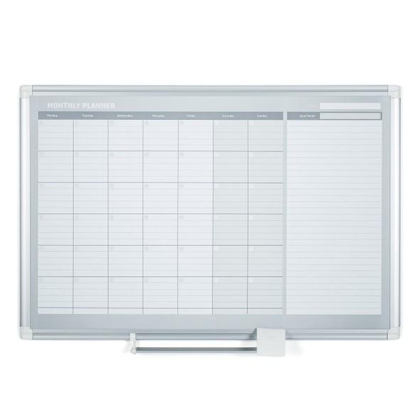 MasterVision Magnetic Steel Dry-Erase Monthly Planner, Aluminum Frame