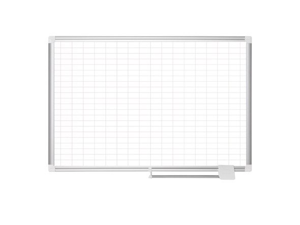 MasterVision Magnetic Porcelain Dry-Erase Planning Board with Accessory Kit, 1" X 2" Grid, Aluminum Frame