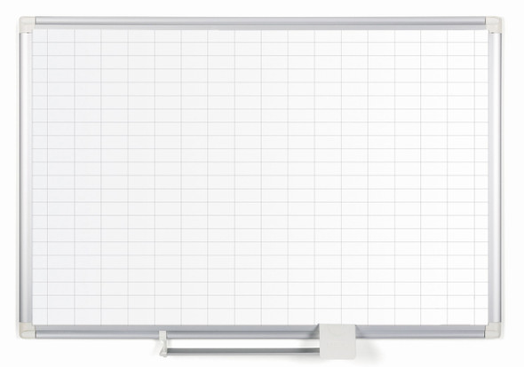 MasterVision Magnetic Porcelain Dry-Erase Planning Board with Accessory Kit, General Format Grid, Aluminum Frame