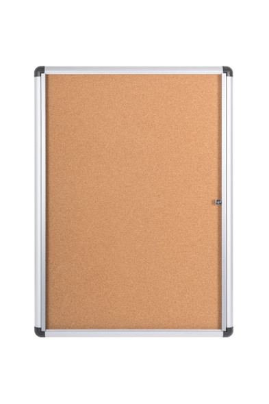 MasterVision Slim Line Cork Bulletin Enclosed Board Cabinet,Single Swing Door, 28" X 38"