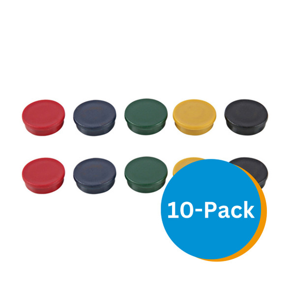 MasterVision Super Magnets, 3/4" Diameter, Assorted Colors, Red, Green, Yellow, Blue, Black, Pack of 10