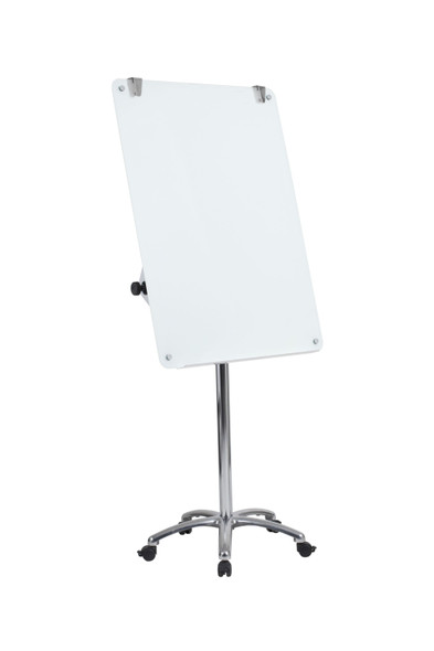 MasterVision Prime Glass Magnetic Dry-Erase Mobile Easel, 30" X 42", Chrome