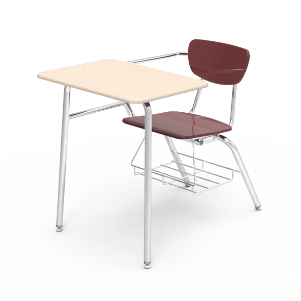 3000 Series Chair Combo, 18" x 24" Top, Wine Seat and Back, Sandstone Top, Chrome Frame