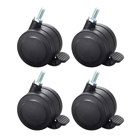 Close-up of dual-wheel locking caster in Black for AlphaBetter desks – Safco Products