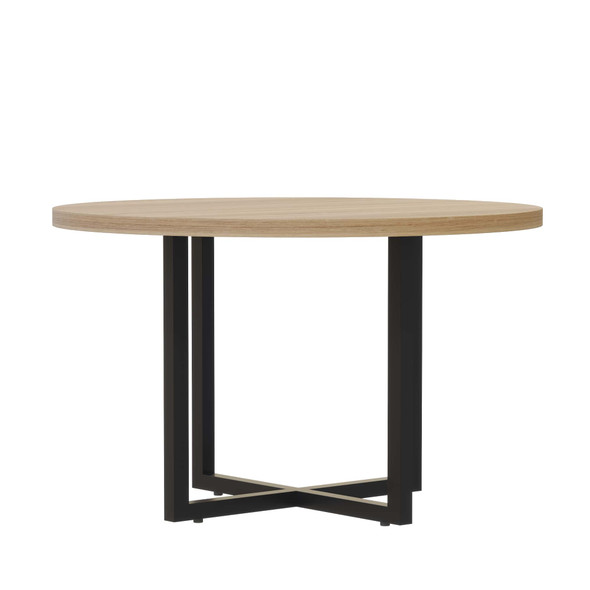 Safco Mirella 42-inch round conference table in Sand Dune finish for classrooms and therapy spaces