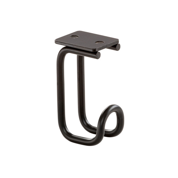 Black Safco accessory hook mounted under desk – classroom use Black Safco accessory hook mounted under desk – classroom use