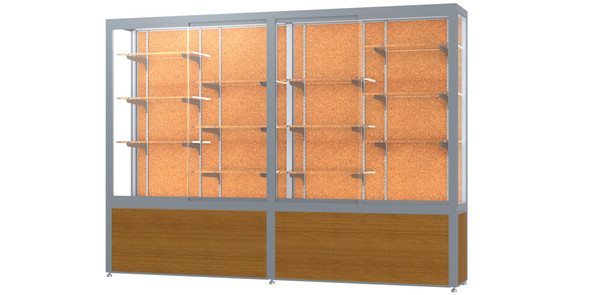 Waddell Challenger 1000 trophy case with cork back for school hallways