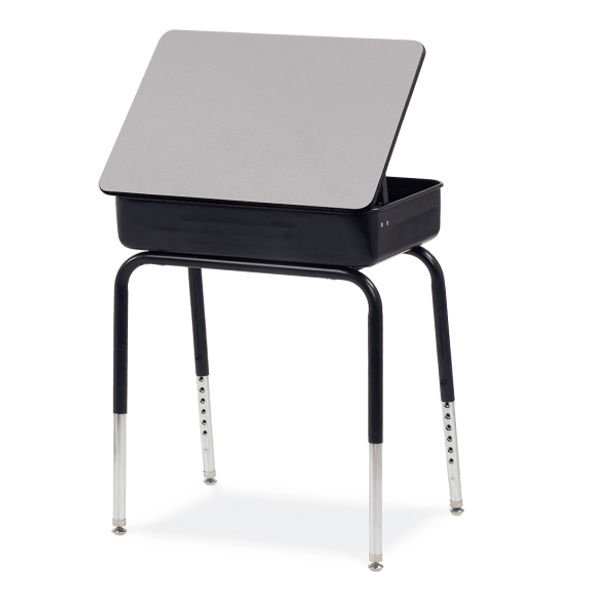 751 Series Student Desk, 18" x 24" Laminate Top, Black Book Box, Grey Nebula Top, Black Edge, Char Black Frame